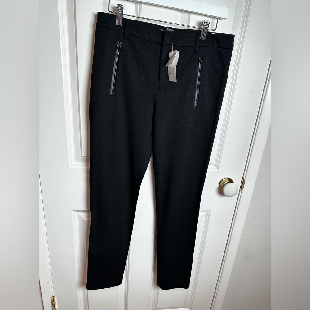 Vince women’s Black Dress Pants with leather Zipper Details